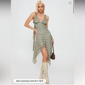 Princess Polly Asymmetrical Plaid Dress NEVER WORN